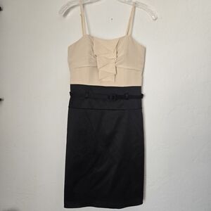 Max And Cleo Belted Cream And Black Dress Sz 4